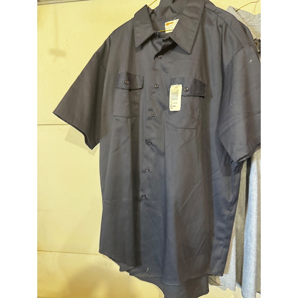 Key Industries Mens Navy Blue Short Sleeve Work Shirt 3XB Tall NWT USA Made